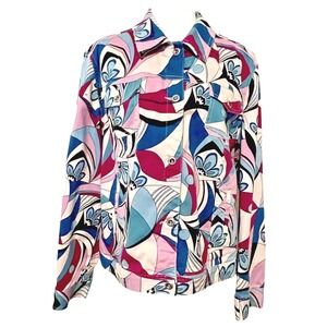 Charter Club Vintage Psychedelic‎ Artsy Maximalist Jacket Button Front XL